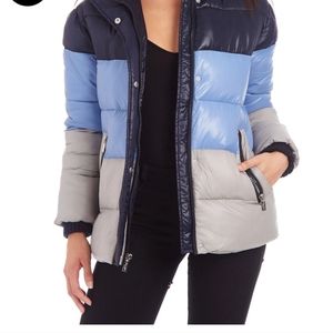 Rachel Roy Color-block Hooded Puffer Jacket Women’s Winter Coat Size Med…